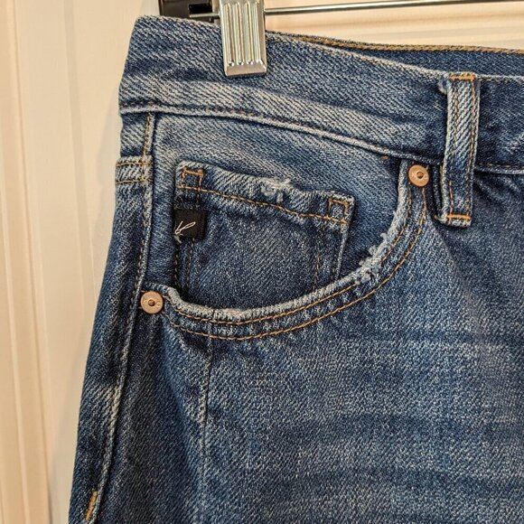 Kancan Medora 90's Straight leg Jeans Women 7/27 Hi-Rise Denim Raw Slit Leg Hem - Picture 8 of 16